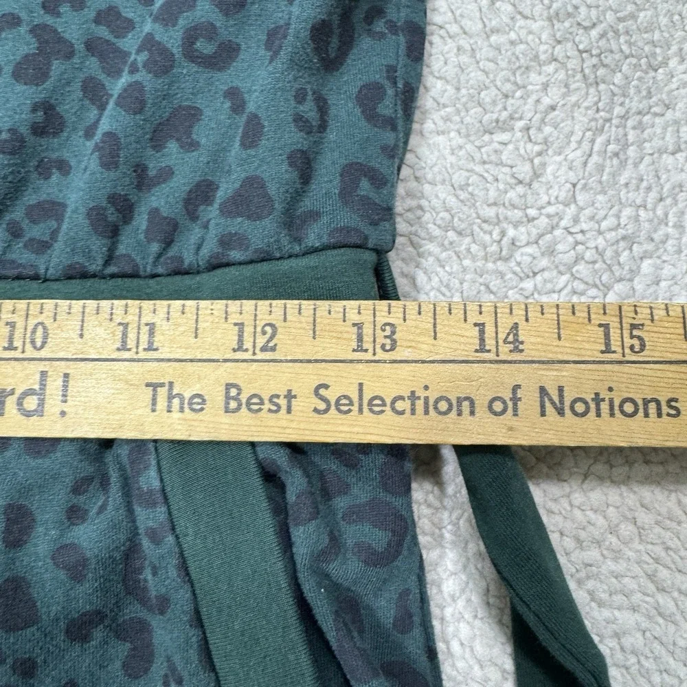 Lani The Label Jumpsuit Womens Small Green Cheetah Print‎ Long Sleeve Waist Tie